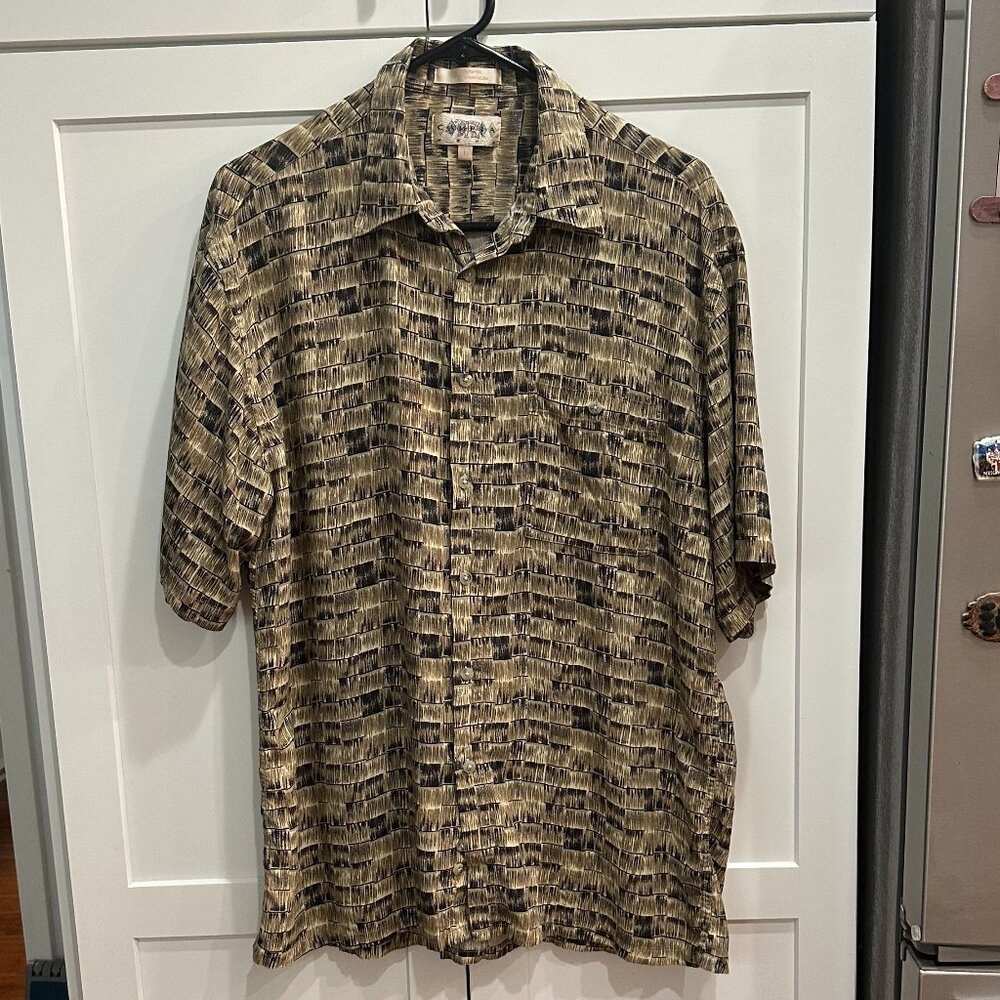 Campia Men's Short Sleeve Button-Down Casual Shirt, Size: L, 100% Rayon